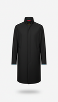 Technical overcoat in midnight black